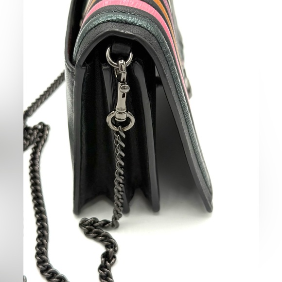 Coach 1941 Foldover Chain Clutch Crossbody Quilted Striped 27091 - Picture 14 of 16